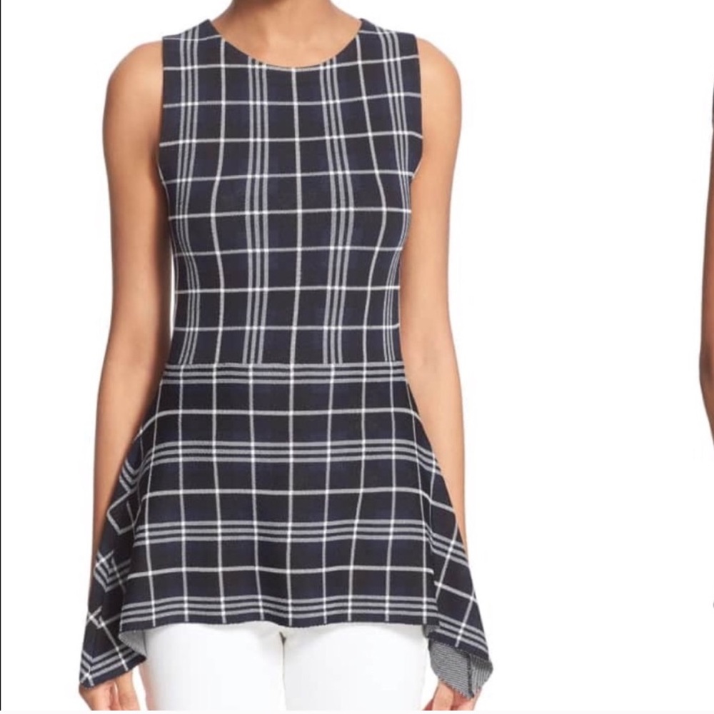 Theory Peplum Plaid Top